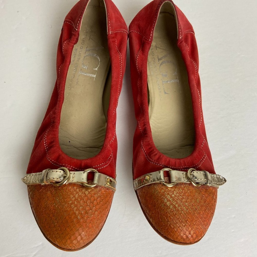 AGL Cap Toe Ballet Flats Red Orange sz EU 41.5